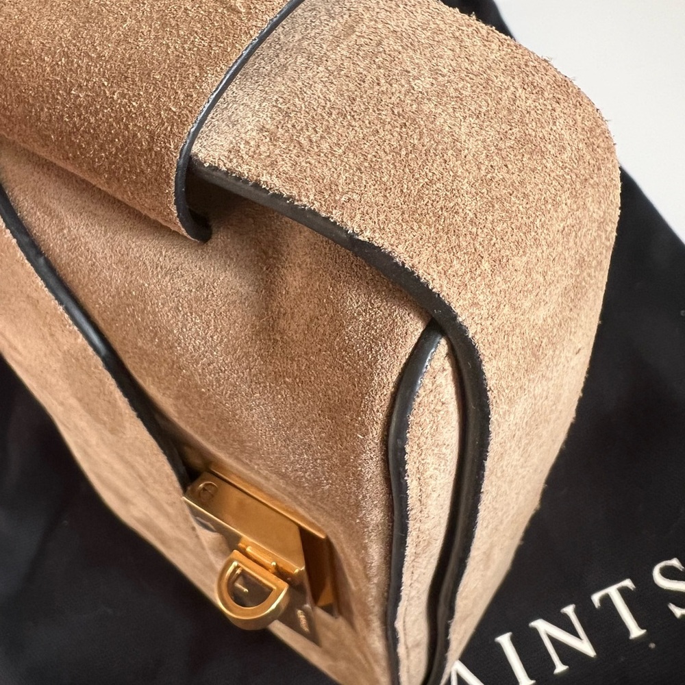 NWT All Saints 3 in 1 Suede brown leather Frankie Crossbody Bag + Dust Bag - Picture 7 of 16